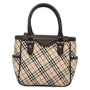 BURBERRY Nova Check Hand Bag Canvas Beige Silver Auth ep9645-13