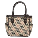 BURBERRY Nova Check Hand Bag Canvas Beige Silver Auth ep9645-2