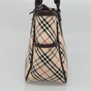 BURBERRY Nova Check Hand Bag Canvas Beige Silver Auth ep9645-3