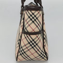 BURBERRY Nova Check Hand Bag Canvas Beige Silver Auth ep9645-4