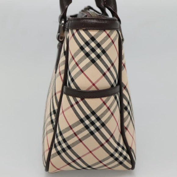 BURBERRY Nova Check Hand Bag Canvas Beige Silver Auth ep9645