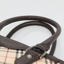 BURBERRY Nova Check Hand Bag Canvas Beige Silver Auth ep9645-8