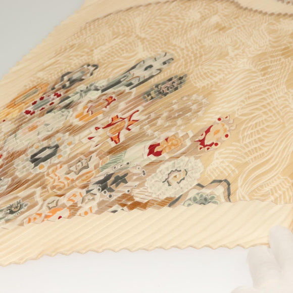 HERMES Pleated Carre 90 Scarf ""SULFURE&PRESSE PAPIERS2 "" Silk Auth ep9648