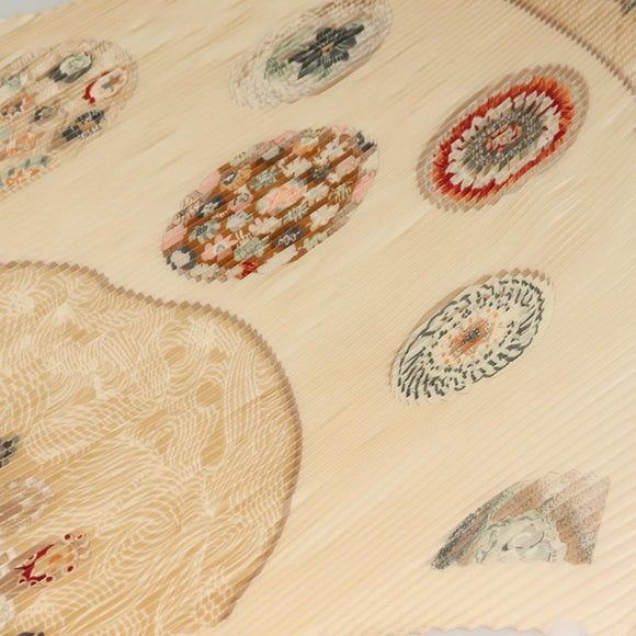 HERMES Pleated Carre 90 Scarf ""SULFURE&PRESSE PAPIERS2 "" Silk Auth ep9648