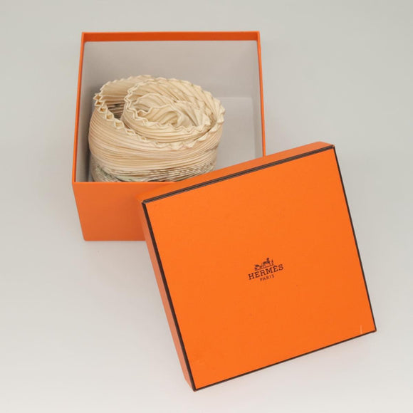 HERMES Pleated Carre 90 Scarf ""SULFURE&PRESSE PAPIERS2 "" Silk Auth ep9648