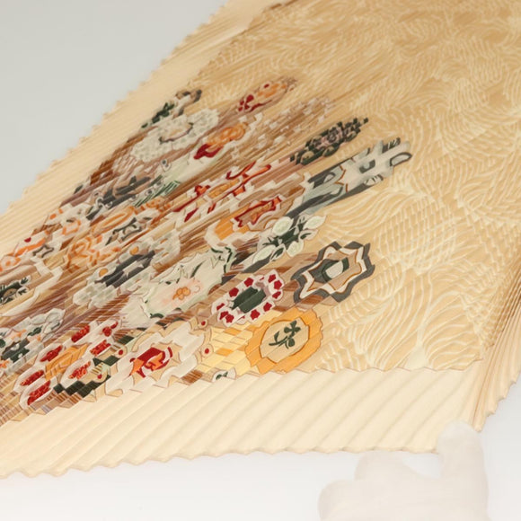 HERMES Pleated Carre 90 Scarf ""SULFURE&PRESSE PAPIERS2 "" Silk Auth ep9648