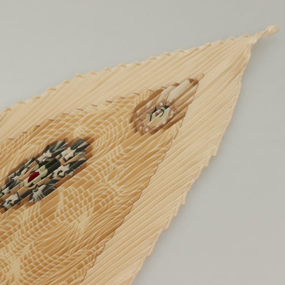 HERMES Pleated Carre 90 Scarf ""SULFURE&PRESSE PAPIERS2 "" Silk Auth ep9648