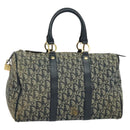 Christian Dior Trotter Canvas Boston Bag Navy Gold Auth ep9664-1
