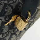 Christian Dior Trotter Canvas Boston Bag Navy Gold Auth ep9664-9