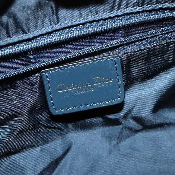 Christian Dior Trotter Canvas Boston Bag Navy Gold Auth ep9664