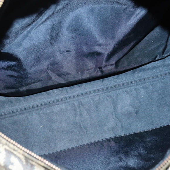 Christian Dior Trotter Canvas Boston Bag Navy Gold Auth ep9664