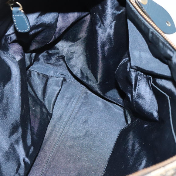 Christian Dior Trotter Canvas Boston Bag Navy Gold Auth ep9664