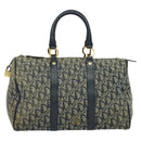Christian Dior Trotter Canvas Boston Bag Navy Gold Auth ep9664-13