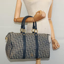 Christian Dior Trotter Canvas Boston Bag Navy Gold Auth ep9664-22