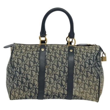 Christian Dior Trotter Canvas Boston Bag Navy Gold Auth ep9664 - 0