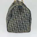 Christian Dior Trotter Canvas Boston Bag Navy Gold Auth ep9664-4