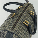 Christian Dior Trotter Canvas Boston Bag Navy Gold Auth ep9664-6
