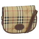 Burberrys Nova Check Shoulder Bag PVC Leather Beige Gold Auth ep9677-1