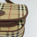 Burberrys Nova Check Shoulder Bag PVC Leather Beige Gold Auth ep9677-14