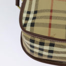 Burberrys Nova Check Shoulder Bag PVC Leather Beige Gold Auth ep9677-15