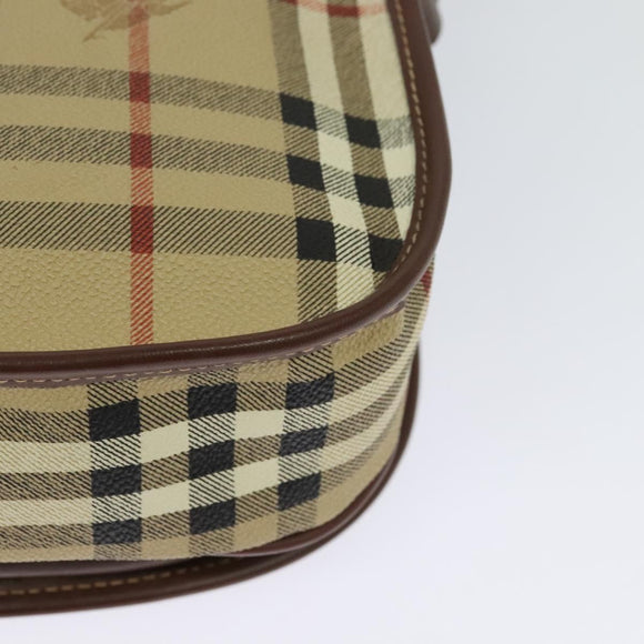 Burberrys Nova Check Shoulder Bag PVC Leather Beige Gold Auth ep9677