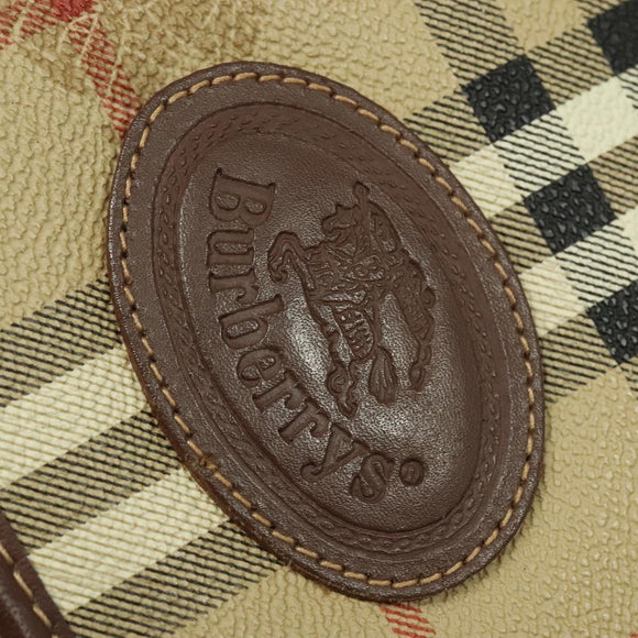 Burberrys Nova Check Shoulder Bag PVC Leather Beige Gold Auth ep9677