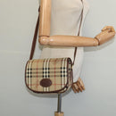 Burberrys Nova Check Shoulder Bag PVC Leather Beige Gold Auth ep9677-22