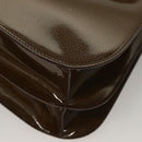 CELINE Shoulder Bag Patent leather Khaki Silver Auth ep9681-15