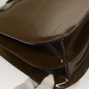 CELINE Schultertasche Lackleder Khaki Silber Auth ep9681-16