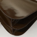 CELINE Schultertasche Lackleder Khaki Silber Auth ep9681-17
