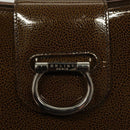 CELINE Schultertasche Lackleder Khaki Silber Auth ep9681-9