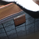 CELINE Schultertasche Lackleder Khaki Silber Auth ep9681-18