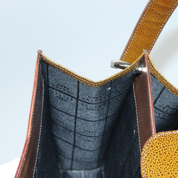 CELINE Schultertasche Lackleder Khaki Silber Auth ep9681
