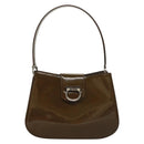 CELINE Schultertasche Lackleder Khaki Silber Auth ep9681-13