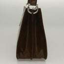 CELINE Schultertasche Lackleder Khaki Silber Auth ep9681-4
