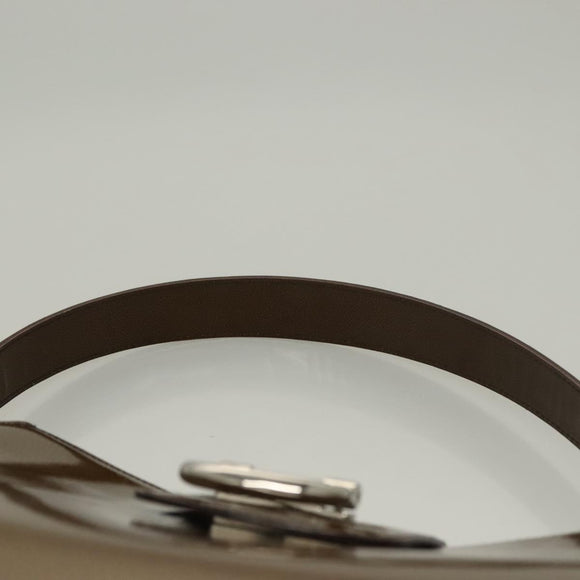 CELINE Shoulder Bag Patent leather Khaki Silver Auth ep9681