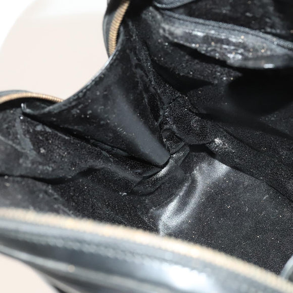 GUCCI Shoulder Bag Patent leather Black Gold Auth ep9690