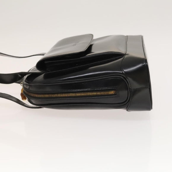 GUCCI Shoulder Bag Patent leather Black Gold Auth ep9690