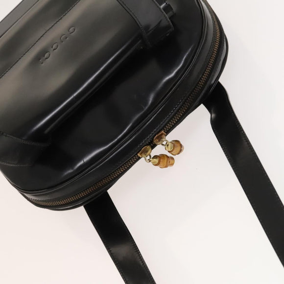 GUCCI Shoulder Bag Patent leather Black Gold Auth ep9690