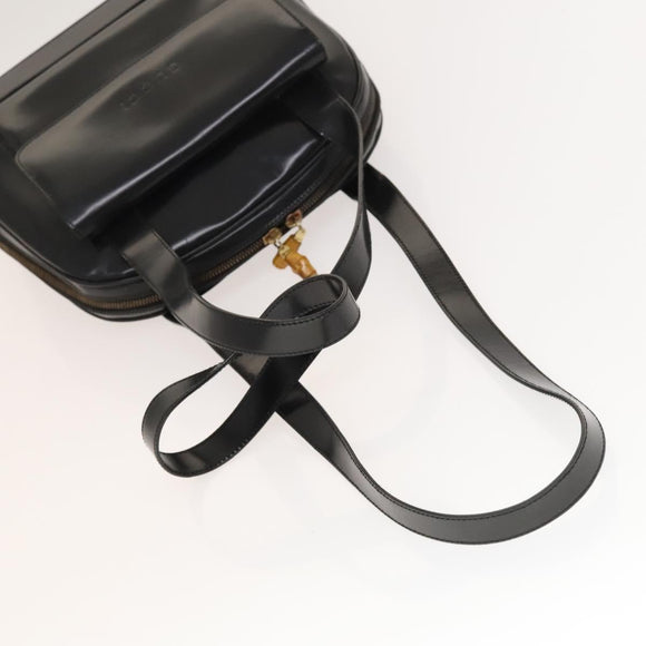 GUCCI Shoulder Bag Patent leather Black Gold Auth ep9690