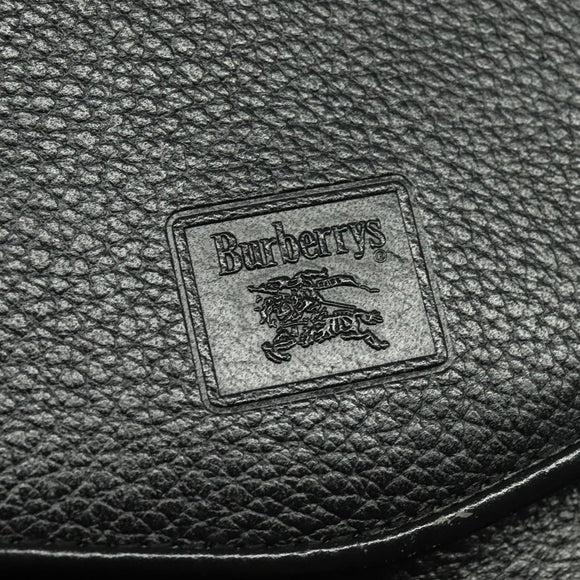 Burberrys Shoulder Bag Leather Black Gold Auth ep9691