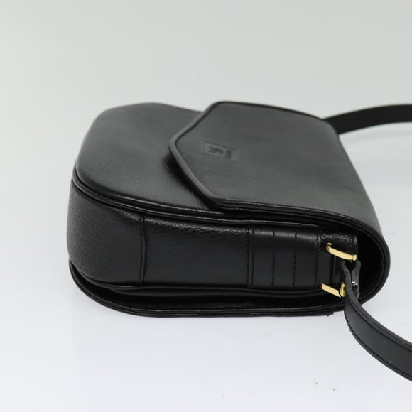Burberrys Shoulder Bag Leather Black Gold Auth ep9691