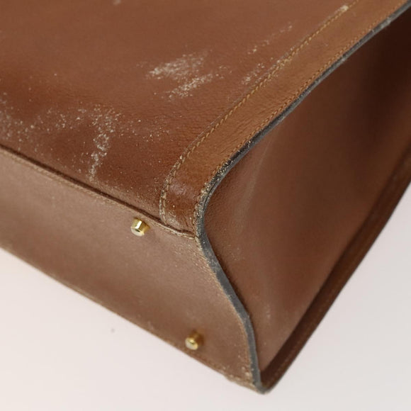 GUCCI Bamboo Hand Bag Leather Brown Gold Auth ep9697