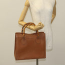 GUCCI Bamboo Hand Bag Leather Brown Gold Auth ep9697-21