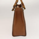 GUCCI Bamboo Hand Bag Leather Brown Gold Auth ep9697-4