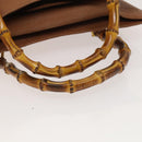 GUCCI Bamboo Hand Bag Leather Brown Gold Auth ep9697-7