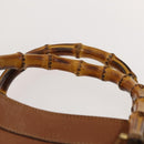 GUCCI Bamboo Hand Bag Leather Brown Gold Auth ep9697-8