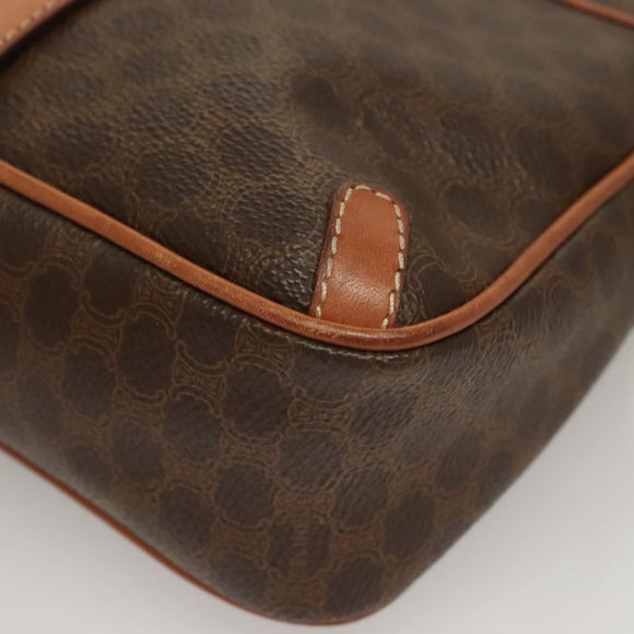 CELINE Macadam Canvas Shoulder Bag PVC Leather Brown Gold Auth ep9704