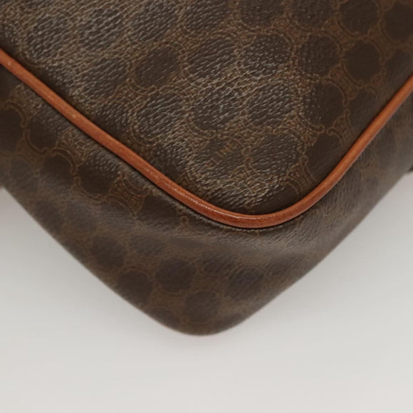 CELINE Macadam Canvas Shoulder Bag PVC Leather Brown Gold Auth ep9704