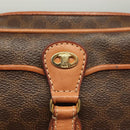 CELINE Macadam Canvas Shoulder Bag PVC Leather Brown Gold Auth ep9704-15